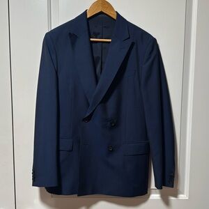 Hugo Boss wool/mohair Blue double breasted slim fit suit size 36R